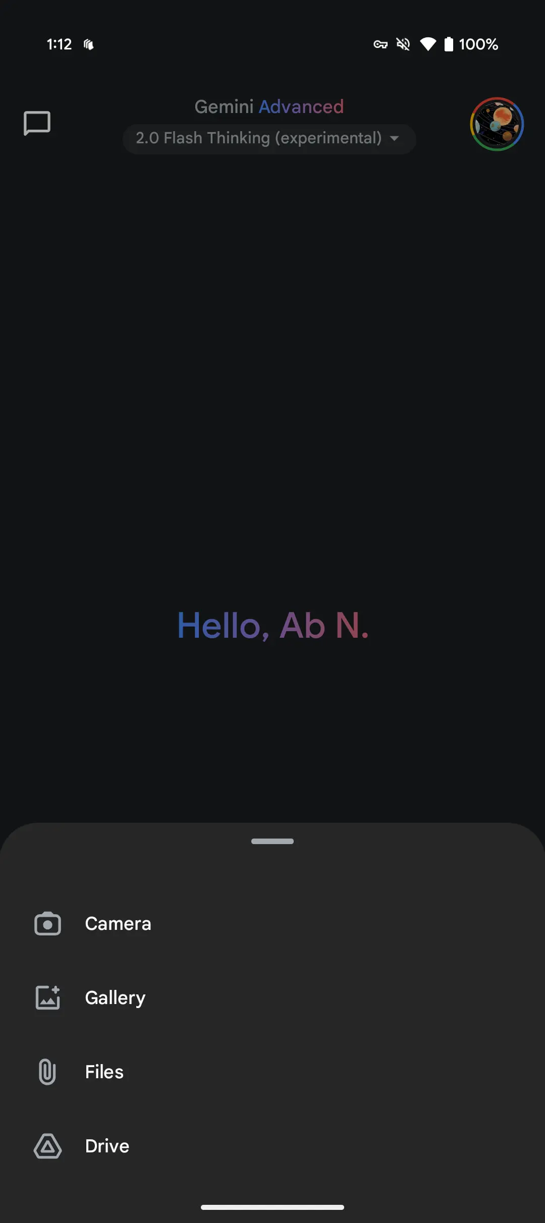 L'ancien menu "plus" de l'application Gemini L'ancien menu "plus" de l'application Gemini