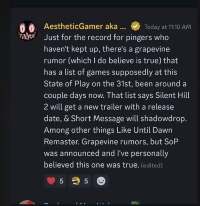Insider : Le jeu d'horreur Silent Hill Short Message de Konami sera annoncé au salon State of Play-2 Insider : Le jeu d'horreur Silent Hill Short Message de Konami sera annoncé au salon State of Play-2