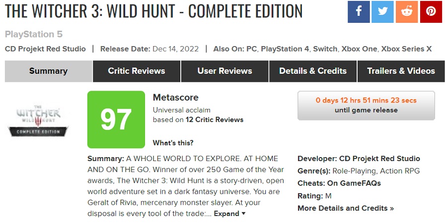 L'excellent jeu vient de s'améliorer encore ! La version Nextgen de The Witcher 3 : Wild Hunt a reçu les meilleures notes de la critique.-2