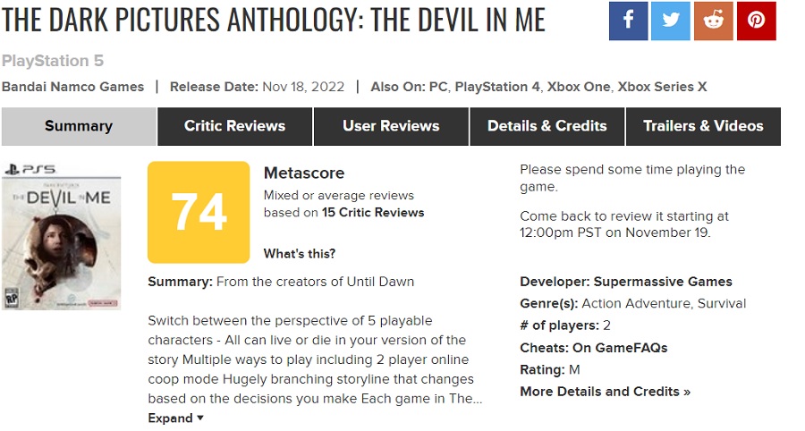 Maniac Hotel a ouvert ses portes : le jeu d'horreur The Dark Pictures : The Devil In Me est sorti. Les critiques ont accueilli le jeu avec modération.-2 Maniac Hotel a ouvert ses portes : le jeu d'horreur The Dark Pictures : The Devil In Me est sorti. Les critiques ont accueilli le jeu avec modération.-2