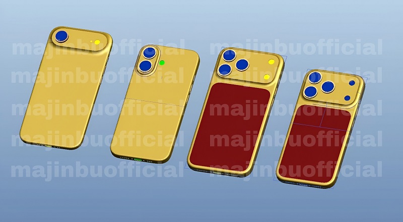 Rendu CAO de quatre modèles d'iPhone 17 par Majin Boo
