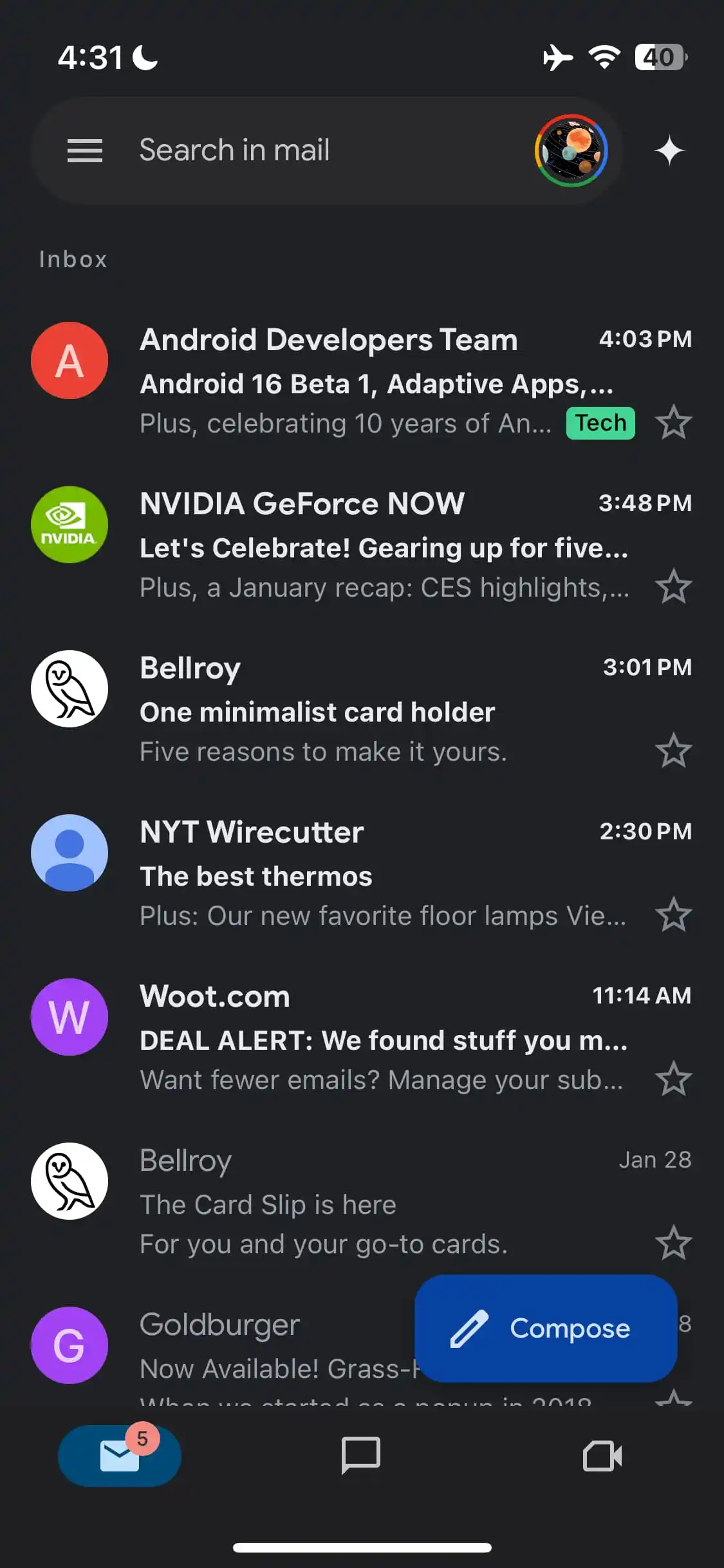 Nouveau design de Gmail pour iPhone Nouveau design de Gmail pour iPhone