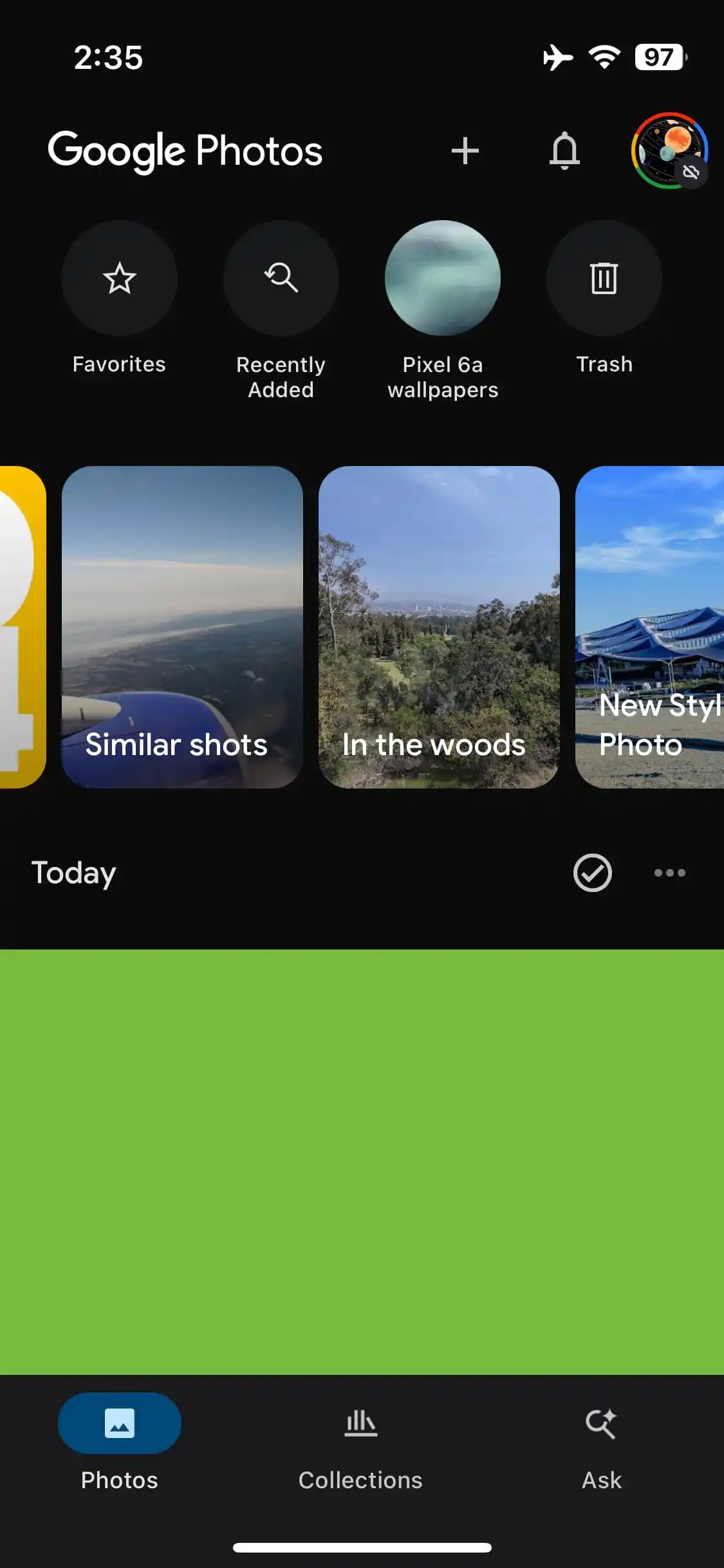 Nouveaux raccourcis dans l'interface de Google Photos pour iOS