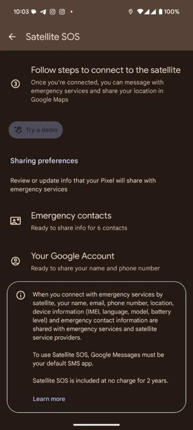 Fonction SOS du satellite Google Pixel Fonction SOS du satellite Google Pixel