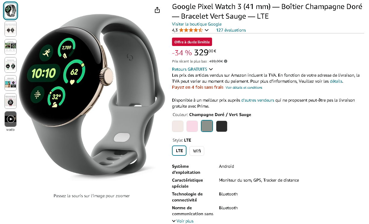 Google Pixel Watch 3 Image de la Google Pixel Watch 3