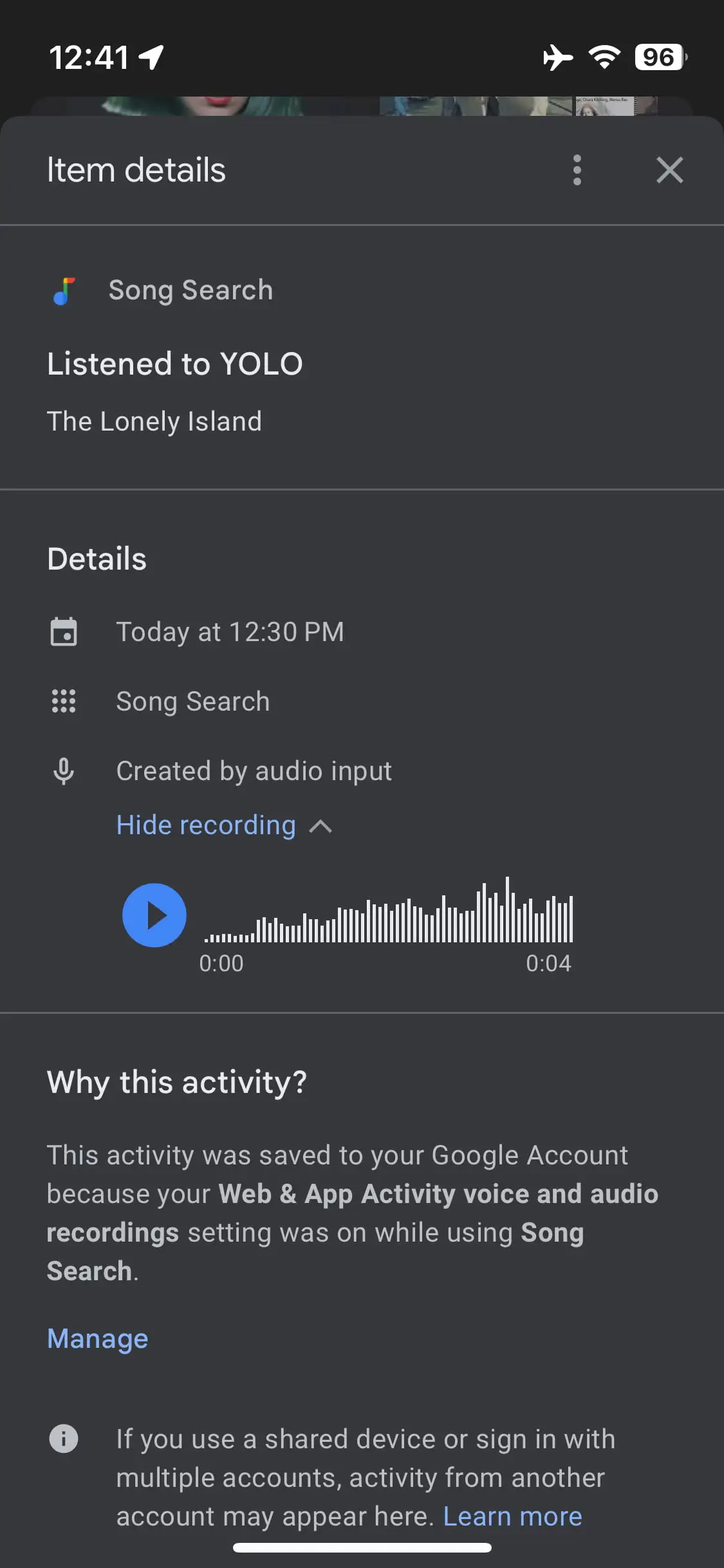 Recherches de chansons récentes dans l'application Google Recherches de chansons récentes dans l'application Google