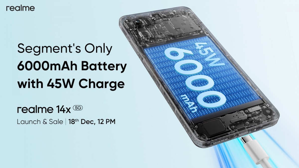 Illustration : Realme Informations sur la batterie et la charge du Realme 14x