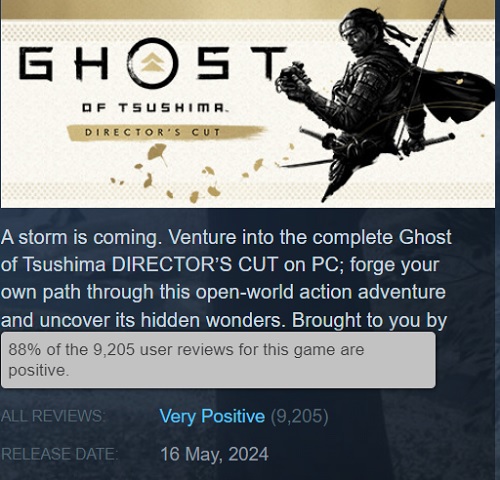 Ghost of Tsushima est devenu le jeu solo de Sony le plus populaire sur Steam, dépassant même God of War (2018).-2 Ghost of Tsushima est devenu le jeu solo de Sony le plus populaire sur Steam, dépassant même God of War (2018).-2