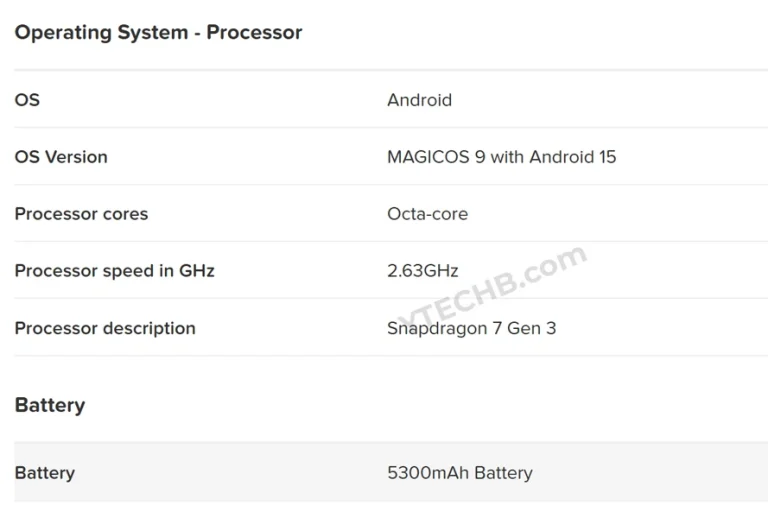 Honor 400 Specs Honor 400 Specs