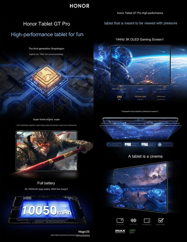 Honor dévoilera cette semaine une nouvelle tablette de jeu GT Pro dotée d'un grand écran OLED, d'un processeur Snapdragon et d'un système audio avancé.-3 Honor dévoilera cette semaine une nouvelle tablette de jeu GT Pro dotée d'un grand écran OLED, d'un processeur Snapdragon et d'un système audio avancé.-3