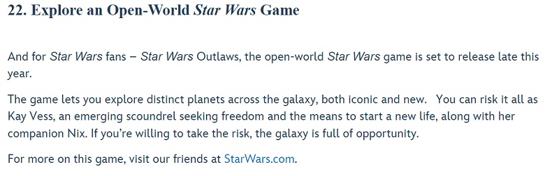Disney : Le jeu d'action Star Wars Outlaws d'Ubisoft sortira fin 2024-2 Disney : Le jeu d'action Star Wars Outlaws d'Ubisoft sortira fin 2024-2
