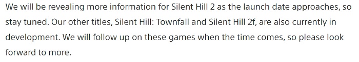 Les travaux sur deux projets de la franchise Silent Hill, sous-titrés Townfall et F, sont en bonne voie : le producteur de la série a rassuré les fans.-2 Les travaux sur deux projets de la franchise Silent Hill, sous-titrés Townfall et F, sont en bonne voie : le producteur de la série a rassuré les fans.-2