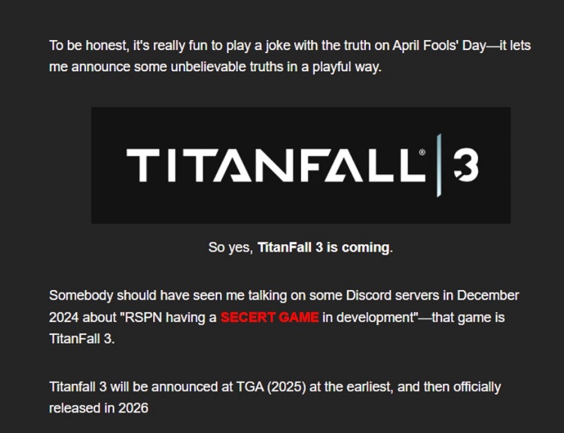 Nouvelles des initiés de Titanfall 3 Nouvelles des initiés de Titanfall 3