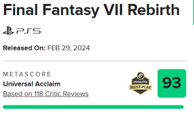 Les critiques sont enthousiastes à l'égard de Final Fantasy VII Rebirth et lui attribuent les meilleures notes.-2 Les critiques sont enthousiastes à l'égard de Final Fantasy VII Rebirth et lui attribuent les meilleures notes.-2