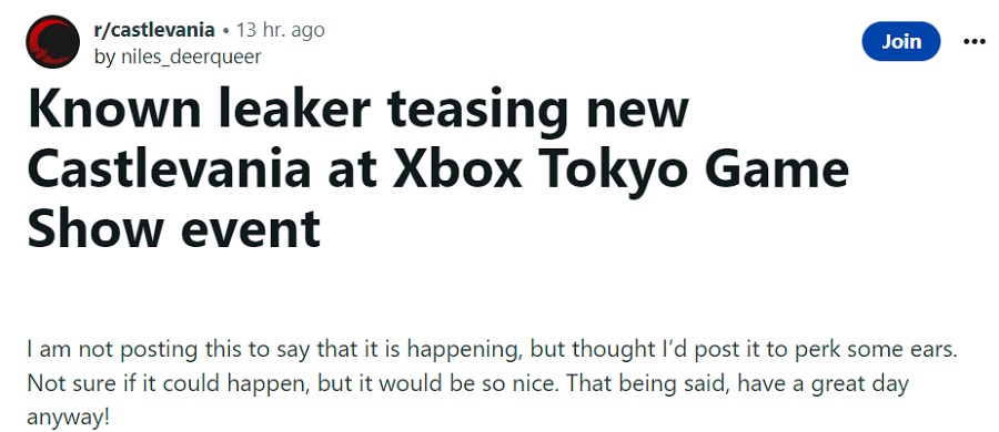 Un initié a laissé entendre qu'il y aurait une annonce intéressante et inattendue concernant la franchise Castlevania dans un avenir proche. Peut-être au Tokyo Game Show 2023 ?-2
