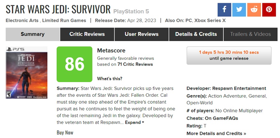 Une suite digne d'un grand jeu : les critiques ont été satisfaites de Star Wars Jedi : Survivor. Les avis des agrégateurs sont encourageants-2 Une suite digne d'un grand jeu : les critiques ont été satisfaites de Star Wars Jedi : Survivor. Les avis des agrégateurs sont encourageants-2