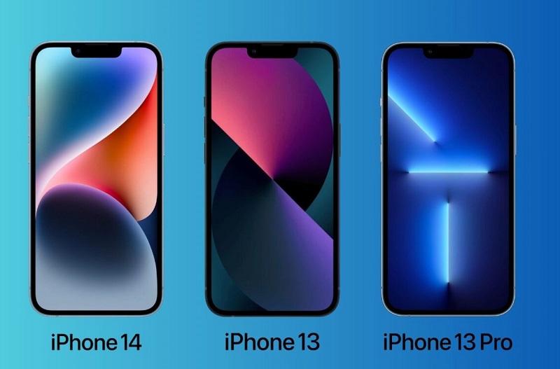 Illustration de l'iPhone 14, 13 et 13 Pro avec une découpe en forme d'encoche Illustration de l'iPhone 14, 13 et 13 Pro avec une découpe en forme d'encoche