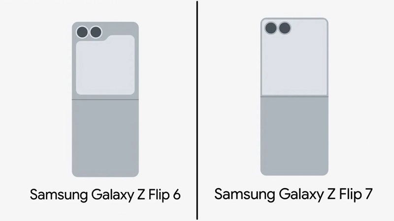 Design du Galaxy Z Flip 7 Schéma de design du Galaxy Z Flip 7 avec écran externe