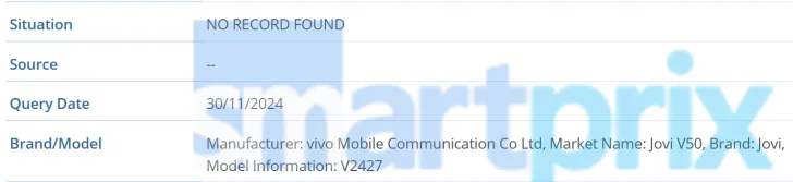 Smartphone Jovi V50, modèle V2427 Smartphone Jovi V50, modèle V2427