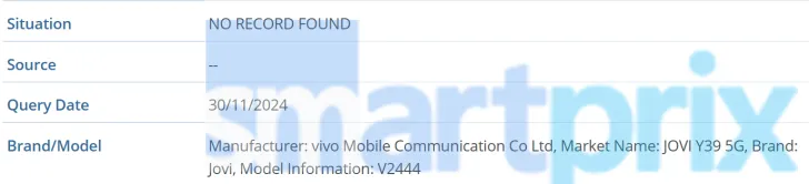 Smartphone Jovi Y39 5G, modèle V2444 Smartphone Jovi Y39 5G, modèle V2444