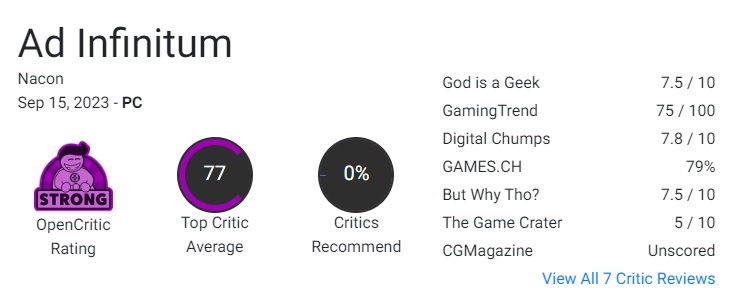 Une horreur effrayante mais un jeu ennuyeux : Ad Infinitum reçoit des critiques mitigées, mais pas mauvaises.-2