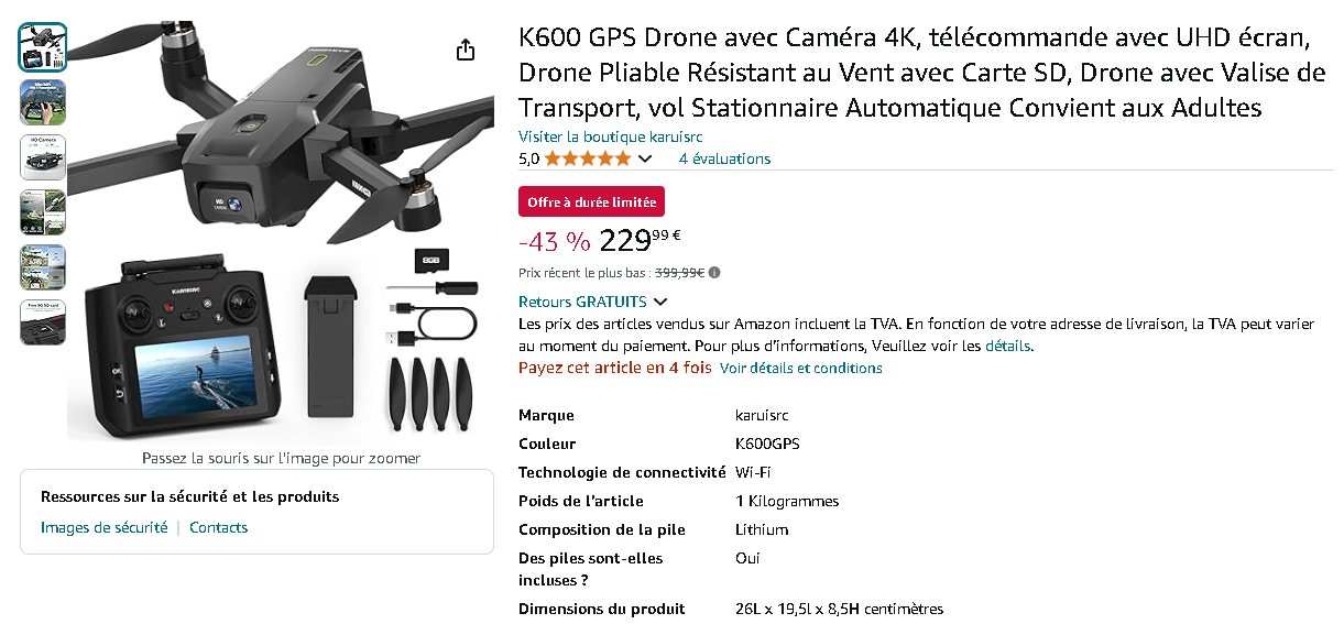 K600 GPS Drone avec Caméra 4K K600 GPS Drone avec Caméra 4K