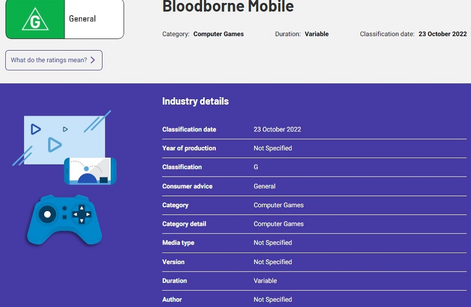 Le nouveau jeu de l'univers Bloodborne est apparu sur le site de la Commission australienne de qualification ! Mais il y a une nuance.-2 Le nouveau jeu de l'univers Bloodborne est apparu sur le site de la Commission australienne de qualification ! Mais il y a une nuance.-2