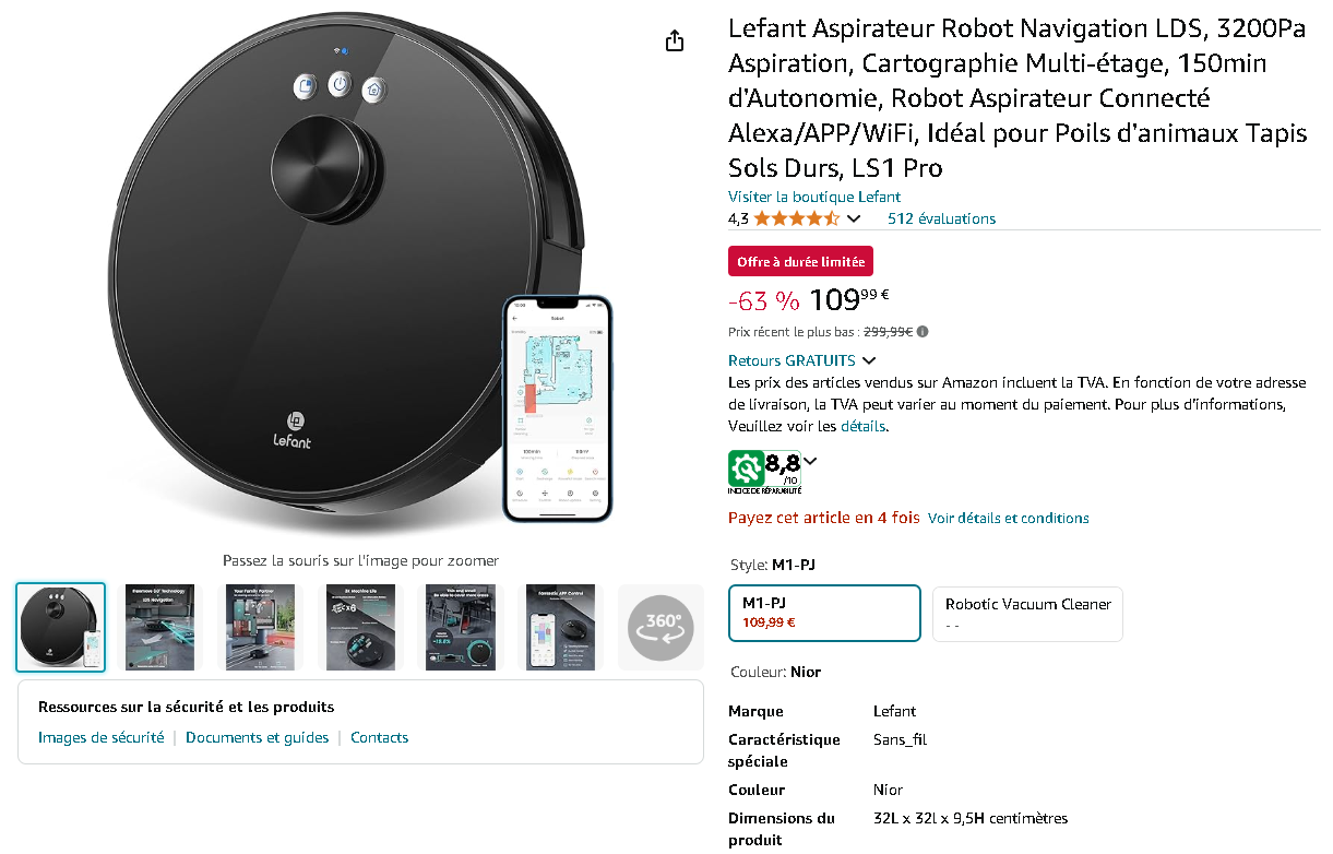 Robot Aspirateur Lefant LS1 Pro Robot Aspirateur Lefant LS1 Pro