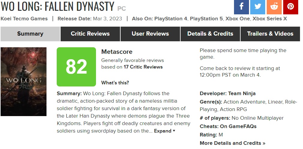 Les amateurs de souls seront ravis : les critiques ont salué le jeu d'action et de rôle Wo Long : Fallen Dynasty du studio japonais Team Ninja.-2 Les amateurs de souls seront ravis : les critiques ont salué le jeu d'action et de rôle Wo Long : Fallen Dynasty du studio japonais Team Ninja.-2
