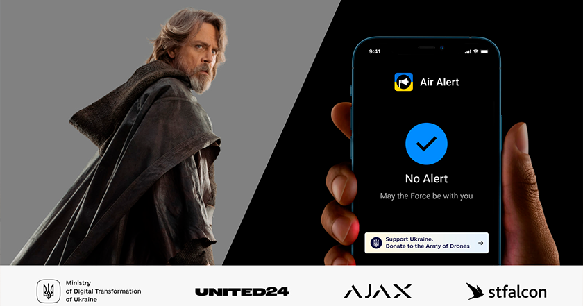 Que la Force soit avec vous ! La voix de Luke Skywalker est apparue dans la version anglaise de l'application Air Alert.