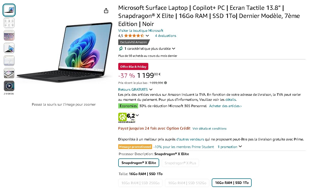 Microsoft Surface Laptop Image du nouveau Microsoft Surface Laptop avec processeur Snapdragon X Elite