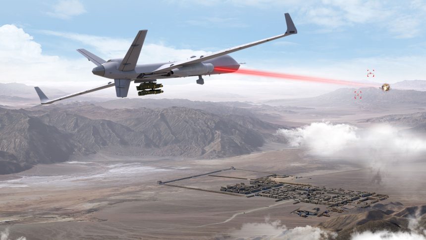Illustration: General Atomics Visualisation of the MQ-9B with a new on-board laser system