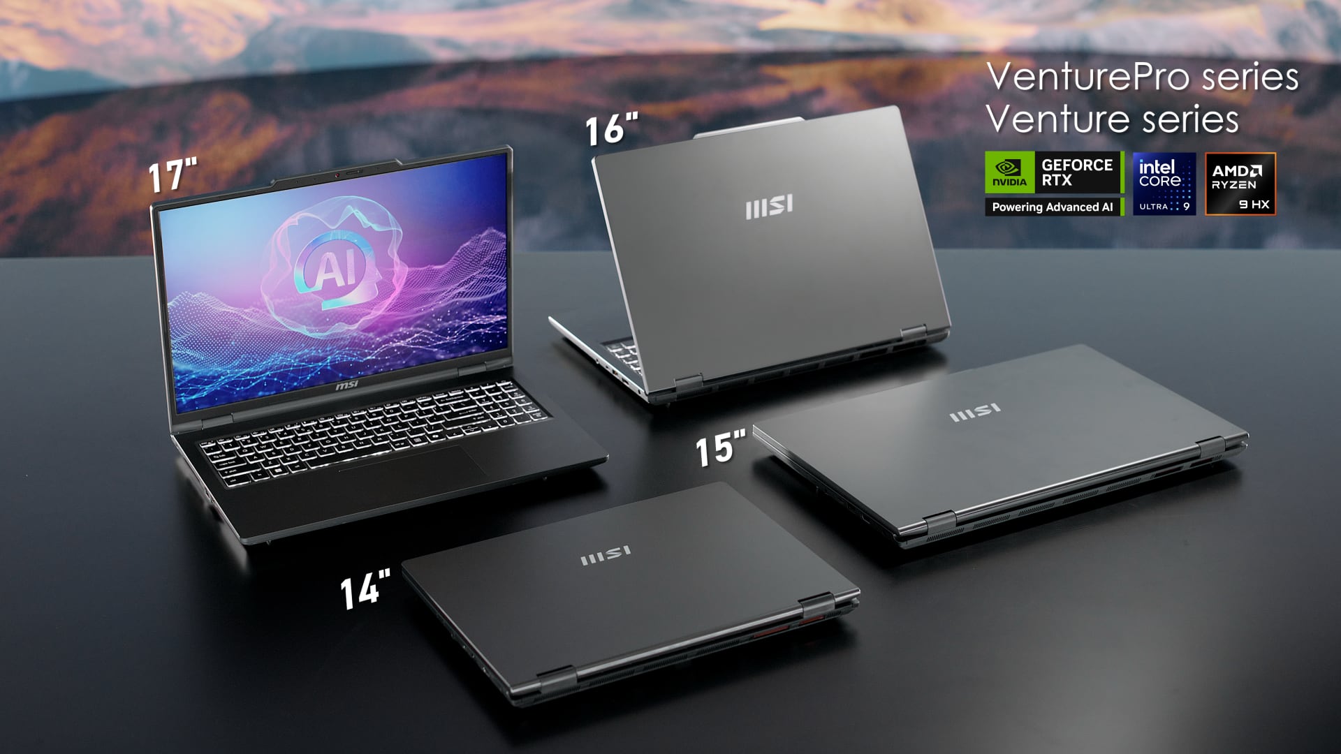 Ordinateurs portables des séries Venture et Venture Pro. Illustration : MSI