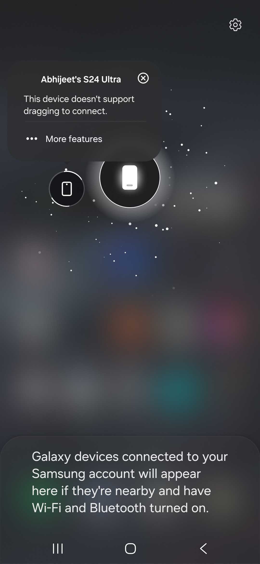 Interface de connexion des appareils sur le Galaxy S25 Interface de connexion des appareils sur le Galaxy S25