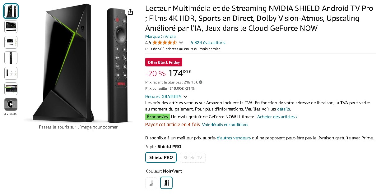 NVIDIA SHIELD TV Pro NVIDIA SHIELD TV Pro - Boîtier multimédia Android