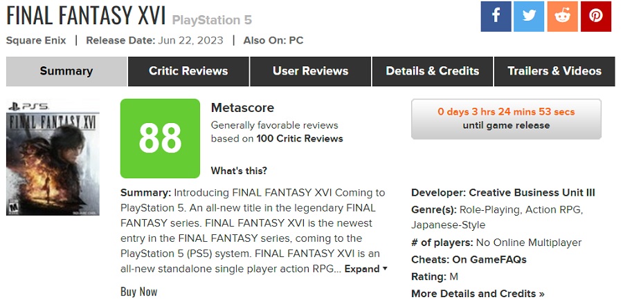 Est-ce vraiment le meilleur jeu de l'année ? Les critiques ont accueilli Final Fantasy XVI avec enthousiasme et l'ont qualifié de "jeu presque parfait"-2 Est-ce vraiment le meilleur jeu de l'année ? Les critiques ont accueilli Final Fantasy XVI avec enthousiasme et l'ont qualifié de "jeu presque parfait"-2