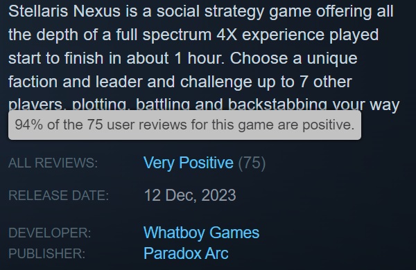 Une sortie anticipée du jeu de stratégie au tour par tour Stellaris Nexus a eu lieu : le jeu reçoit d'excellentes critiques, mais n'est pas encore très populaire.-3 Une sortie anticipée du jeu de stratégie au tour par tour Stellaris Nexus a eu lieu : le jeu reçoit d'excellentes critiques, mais n'est pas encore très populaire.-3