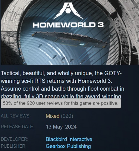 Et c'est le jeu que vous attendez depuis 20 ans ? Les joueurs ont critiqué Homeworld 3, jeu de stratégie spatiale, pour son intrigue ennuyeuse et son gameplay trop simple.-2 Et c'est le jeu que vous attendez depuis 20 ans ? Les joueurs ont critiqué Homeworld 3, jeu de stratégie spatiale, pour son intrigue ennuyeuse et son gameplay trop simple.-2