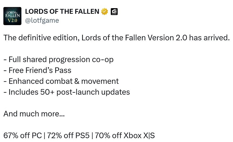 Mise à jour 2.0 pour Lords of the Fallen Mise à jour 2.0 pour Lords of the Fallen