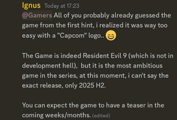 Capcom pourrait dévoiler Resident Evil 9 dès cette semaine ! Un initié révèle les plans du développeur japonais-2 Capcom pourrait dévoiler Resident Evil 9 dès cette semaine ! Un initié révèle les plans du développeur japonais-2