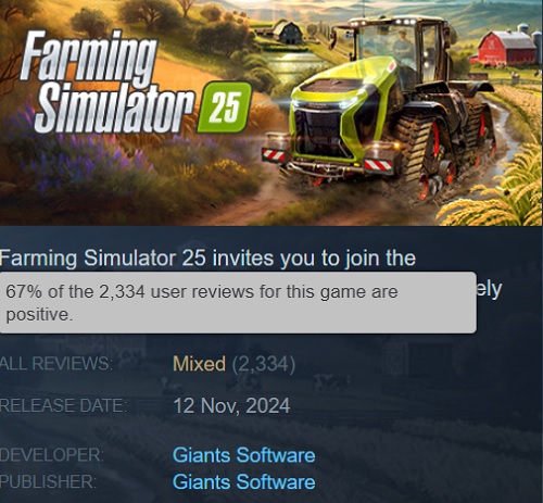 L'agriculture est plus populaire que la haute fantaisie : Le pic de ventes en ligne de Farming Simulator 25 a largement dépassé celui de Dragon Age : The Veilguard.-3 L'agriculture est plus populaire que la haute fantaisie : Le pic de ventes en ligne de Farming Simulator 25 a largement dépassé celui de Dragon Age : The Veilguard.-3