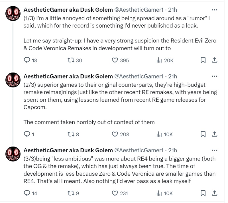 Un initié parle des remakes de Resident Evil 0 et Resident Evil Code : Veronica - ce n'est pas ce que les médias nous ont dit-2 Un initié parle des remakes de Resident Evil 0 et Resident Evil Code : Veronica - ce n'est pas ce que les médias nous ont dit-2