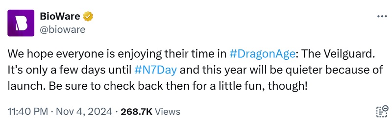 Dragon Age : The Veilguard laissera les fans de Mass Effect sans grande nouvelle le jour du N7 : BioWare a tempéré les attentes des fans-2 Dragon Age : The Veilguard laissera les fans de Mass Effect sans grande nouvelle le jour du N7 : BioWare a tempéré les attentes des fans-2