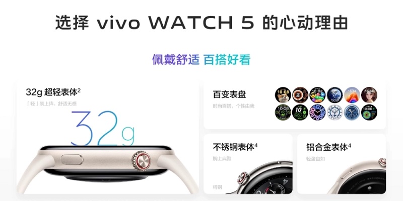 Vivo Watch 5 in a variety of colours Vivo Watch 5 in a variety of colours