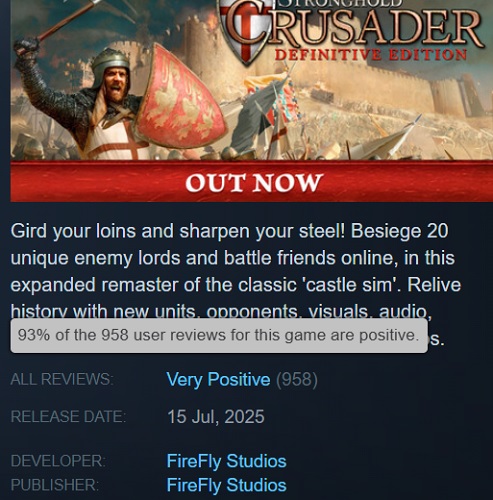 Graphismes de la version actuelle de Stronghold: Crusader