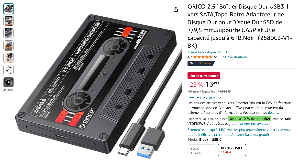 Boîtier Disque Dur ORICO 2580C3-V1 Boîtier Disque Dur ORICO 2580C3-V1