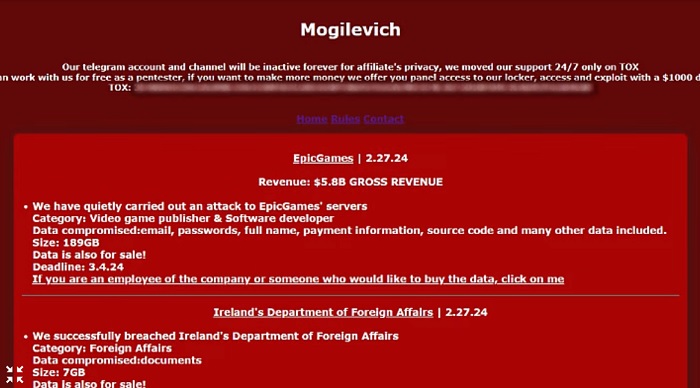 Médias : le groupe de hackers Mogilevich a piraté les serveurs d'Epic Games et volé environ 200 Go d'informations confidentielles-2 Médias : le groupe de hackers Mogilevich a piraté les serveurs d'Epic Games et volé environ 200 Go d'informations confidentielles-2