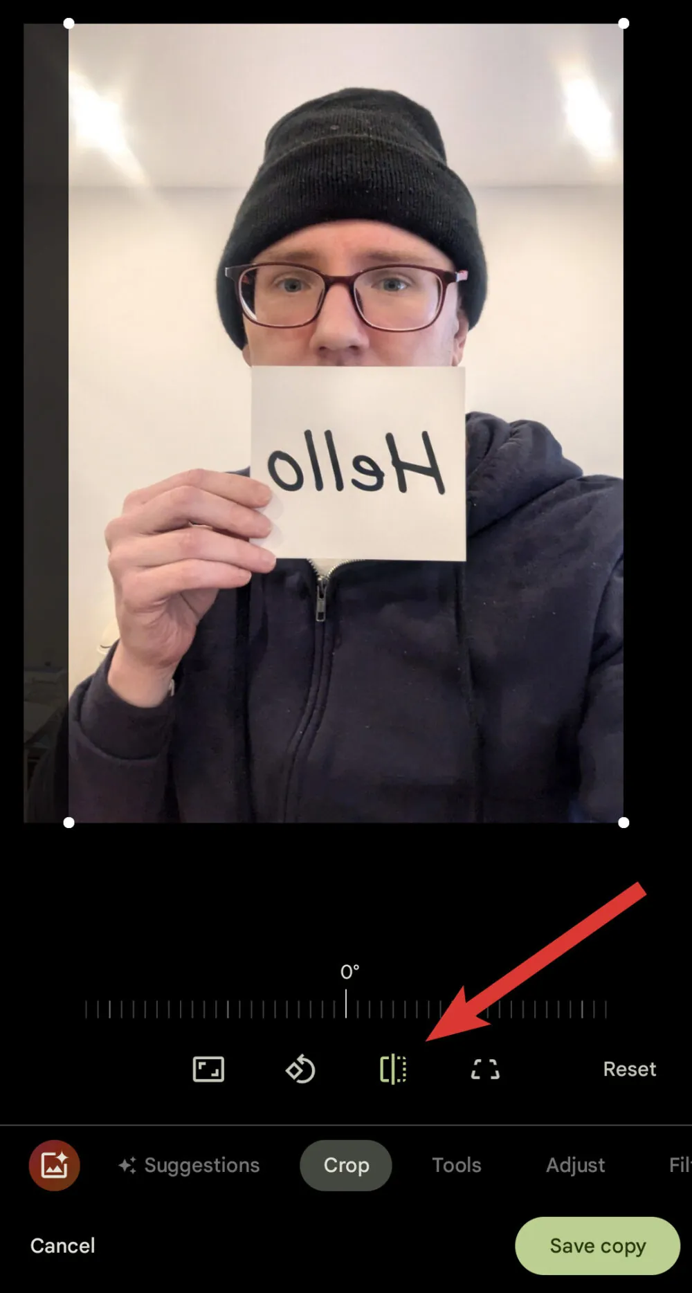 Correction des photos en miroir dans l'application Google Photos sur Android