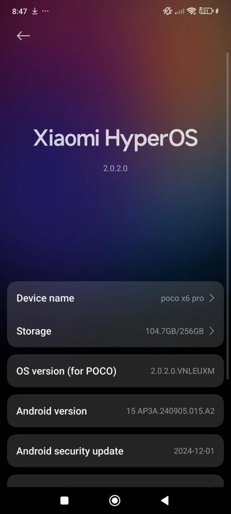 Mise à jour HyperOS 2.0 pour le Poco X6 Pro Mise à jour HyperOS 2.0 pour le Poco X6 Pro