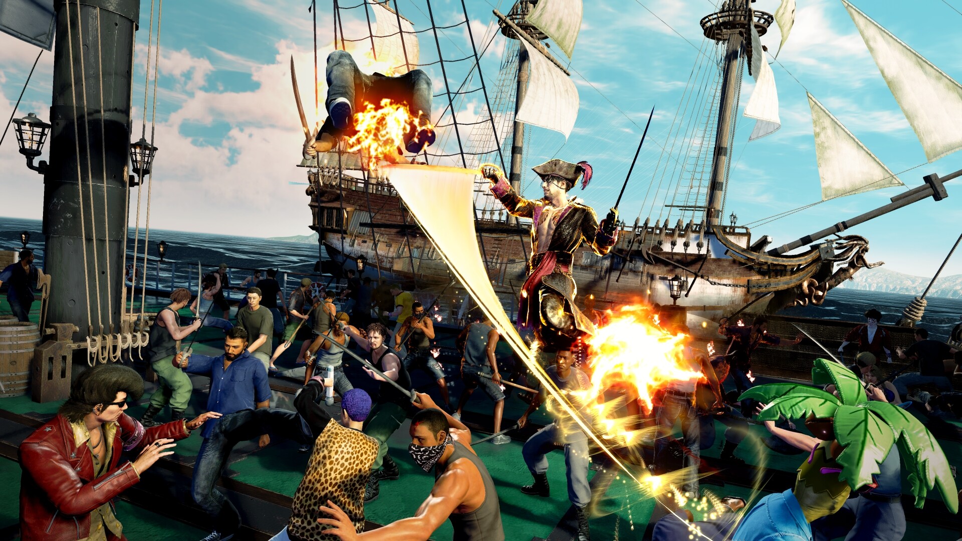 La scène d'exploration de l'île dans le jeu Like a Dragon : Pirate Yakuza à Hawaï La scène d'exploration de l'île dans le jeu Like a Dragon : Pirate Yakuza à Hawaï